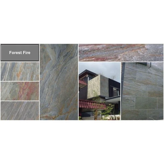 Тонкий гибкий лист Шпона Лесной огонь горящий лесной сланец 100% натуральный камень Сплит тонкая плита