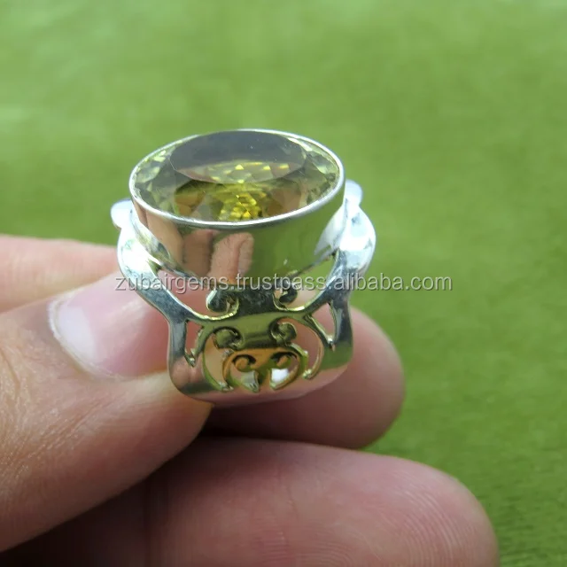 Natural Citrine Gemstones Ring 925 Sterling Silver for Women