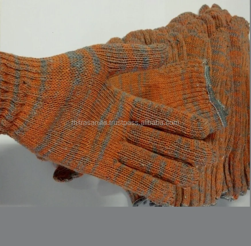 LOREK 7 GAUGE Stripped Cotton Knitted Hand Glove XL Size Protective Safety Gloves with Anti-Heat Nylon Lining