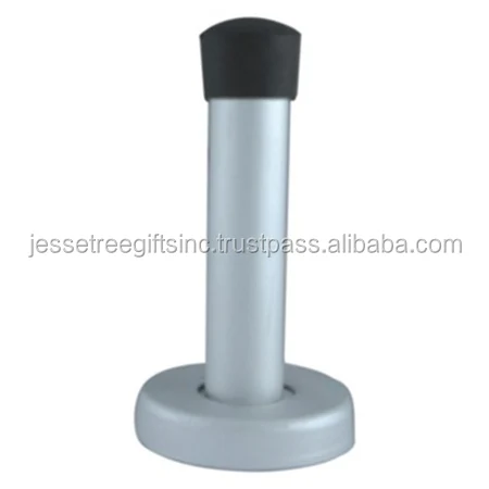 Metal Door Stopper Round Shape With Silver Powder Coating Finishing Best Quality With Rubber Top For Building Hardware