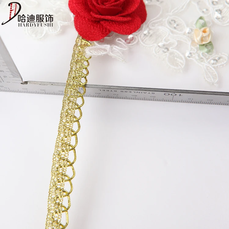 Gold Bobbin Lace Zigzag Crochet Lace For Club Dresses
