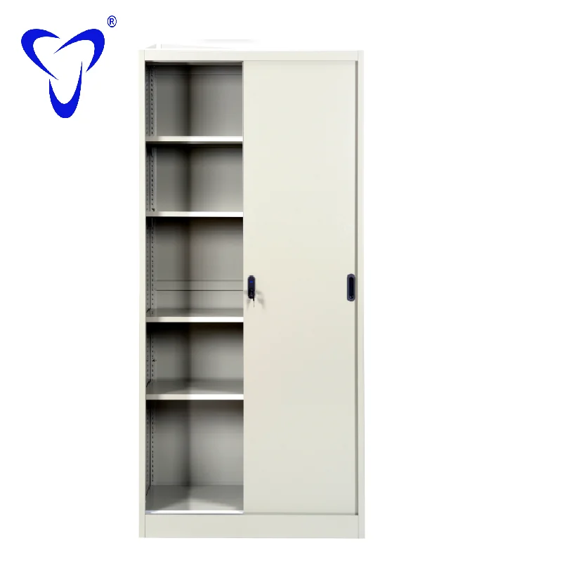 2 Sliding Door Steel Storage File Cabinet Vertical Metal Bookshelf Fireproof Filing Cabinet