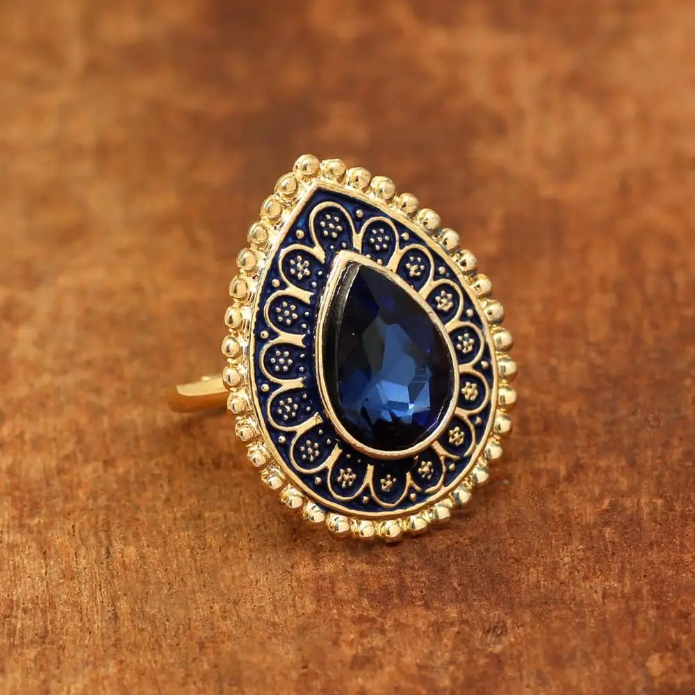 Rich Look Rama Green Color Glass stone Traditional Ring