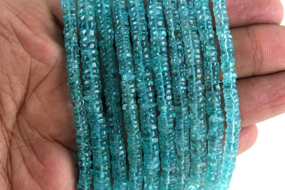 Natural Blue Apatite Gemstone Tyre Shape Smooth Beads 2019 Wholesale Manufacturer Genuine High Quality