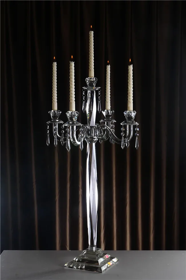 Crystal Curved Arms Candlestick for Wedding Table Centerpieces Decoration Crystal Candle Holder