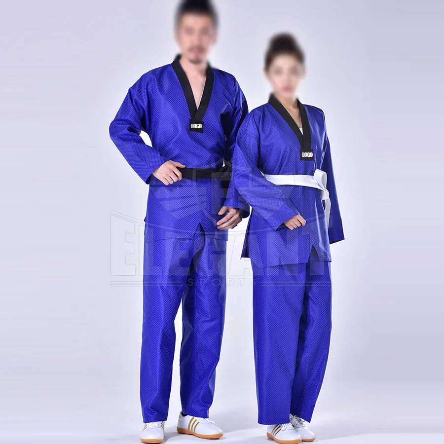 Custom Colors Taekwondo Uniform Clothes Traditional Red Suite Kids Adult Student Tae kwon do dobok approve Black V-Neck clothing