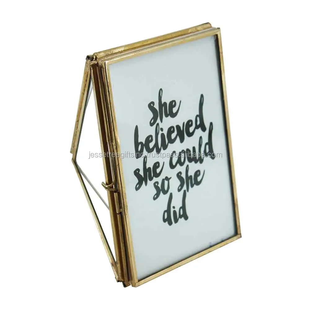 Металлическая и стеклянная настольная фоторамка с коричневым порошковым покрытием отделка квадратной формы уникальный дизайн хорошее качество для украшения дома