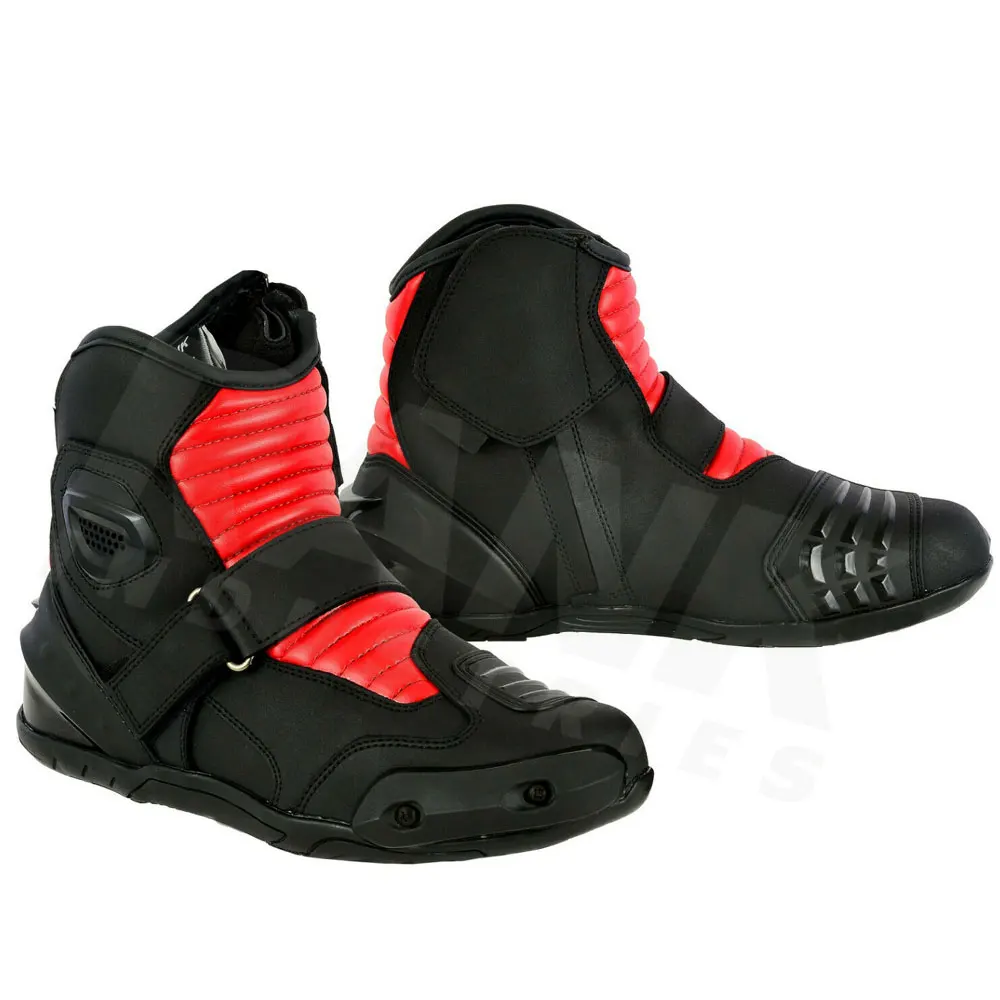 2019 красные короткие мотоциклетные гоночные ботинки, мотоциклетные трековые ботинки из натуральной кожи для изготовления на заказ