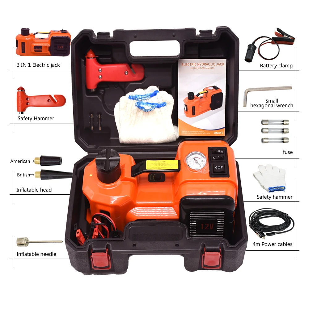 Top grade portable set for car small DC 12V 5T Multi-functional electric hydraulic floor jack