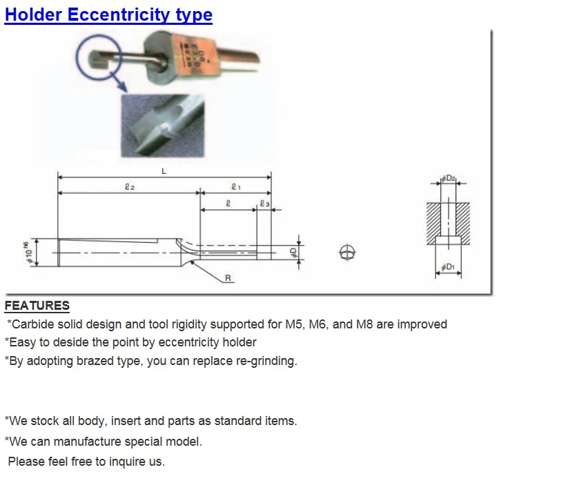 Ryoco hard metal cutting and Forming Tools Back Bowling Cutter Spot Facing