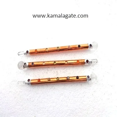 Antique Metal Healing Stick With Seven Chakra Gemstone Crystal Healing Stick crystal quartz Chakra Stick for healing