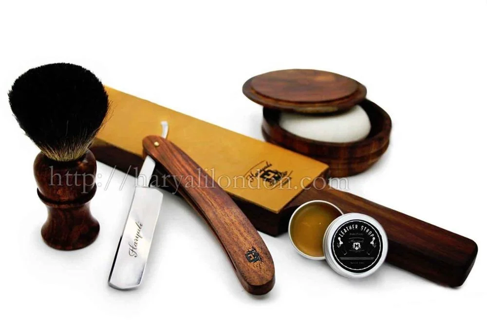 
Barber Style Cut Throat Razor Men In Black Handle With Fitting Stand /Stainless. 