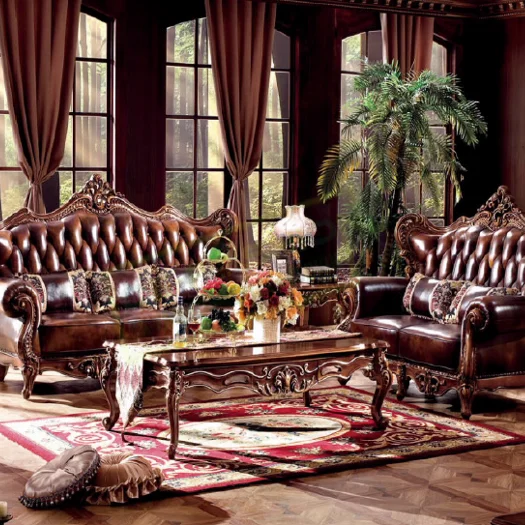 European style series antique wooden sofa set 1+2+3 sofas