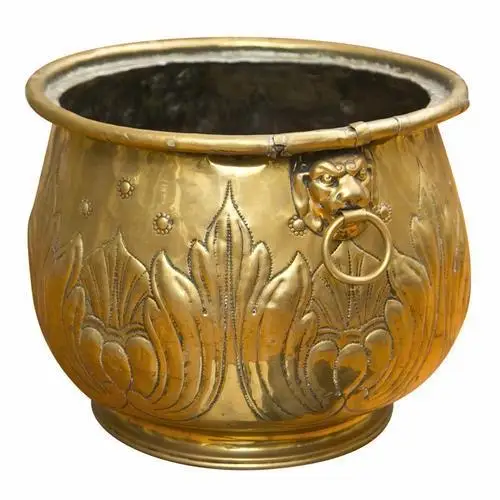 LARGE BRASS FLOWER POT