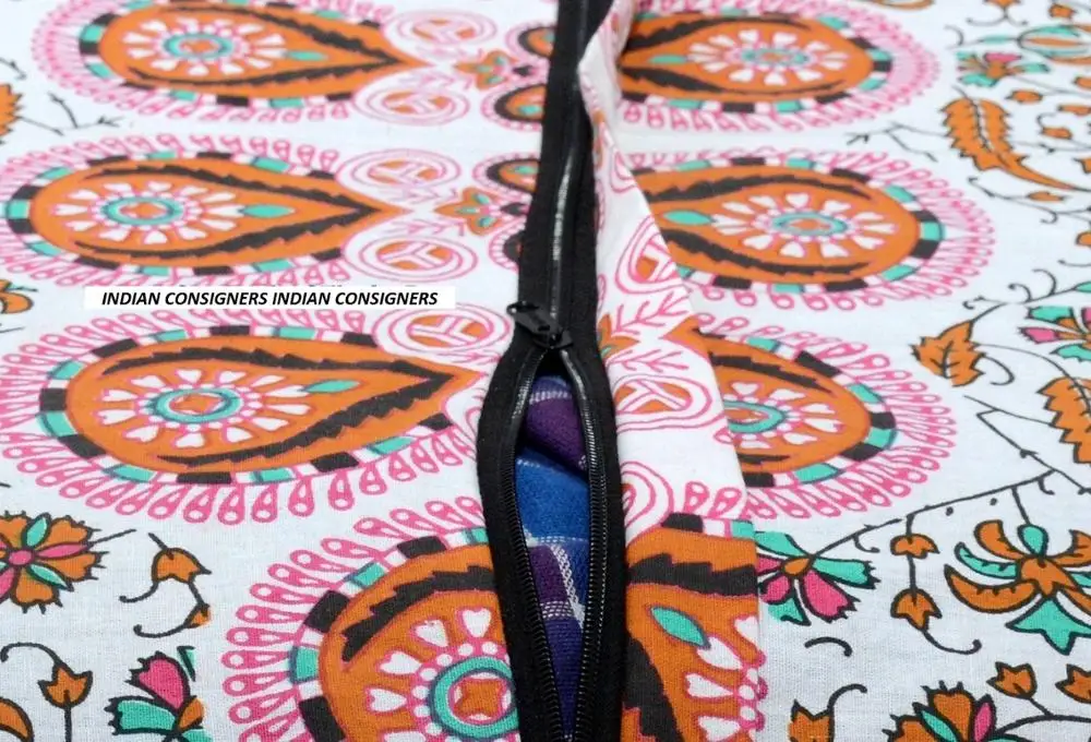 Cotton Floor Cushion Cover Round 100% Cotton Mandala Decorative Multiple Color Handmade Ethnic