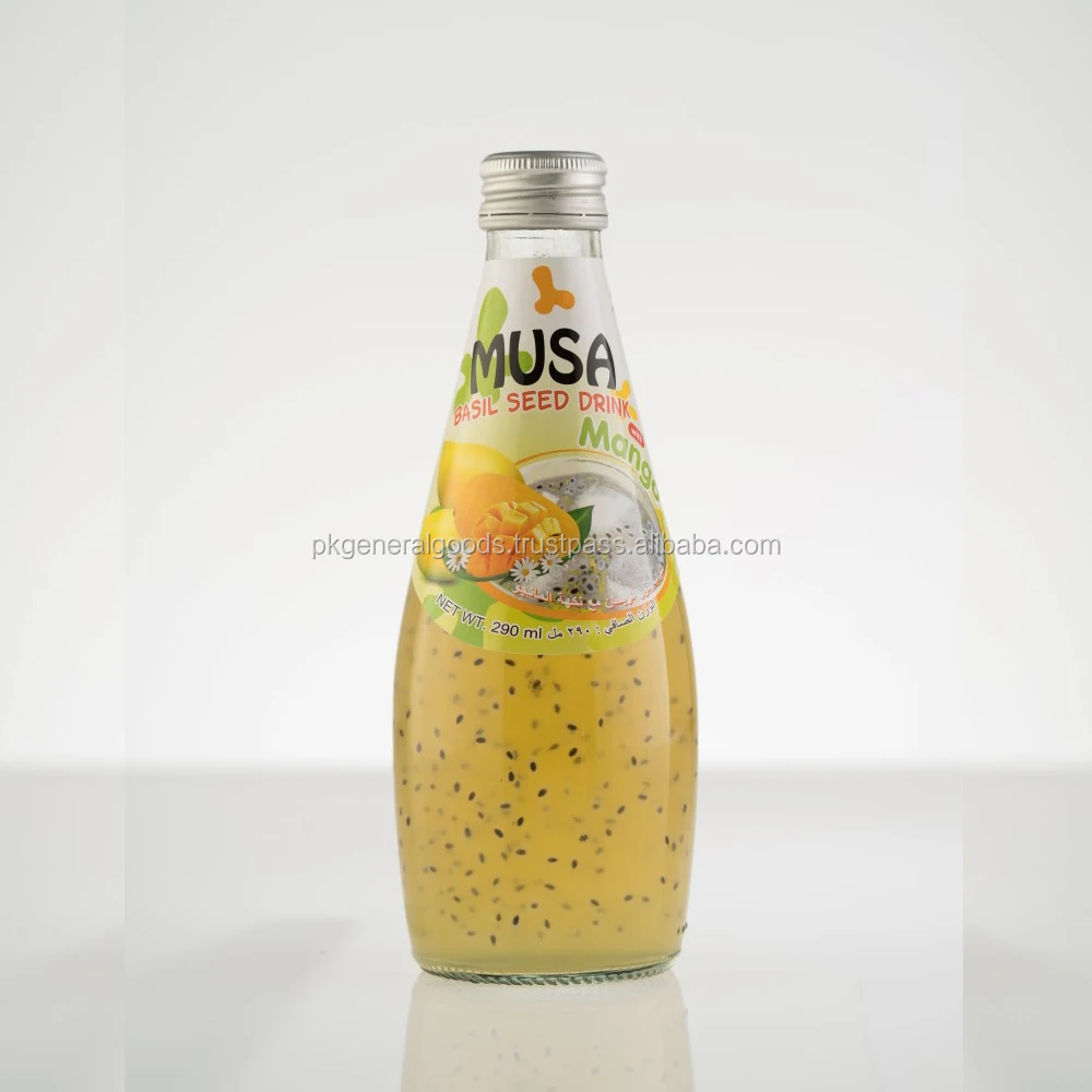 
Basil Seed Drink Juice Glass bottle 290ml MUSA Brand 