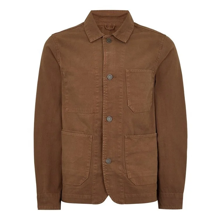 China supplier high quality workwear overshirt 100% cotton fit canvas jacket with pockets custom printing