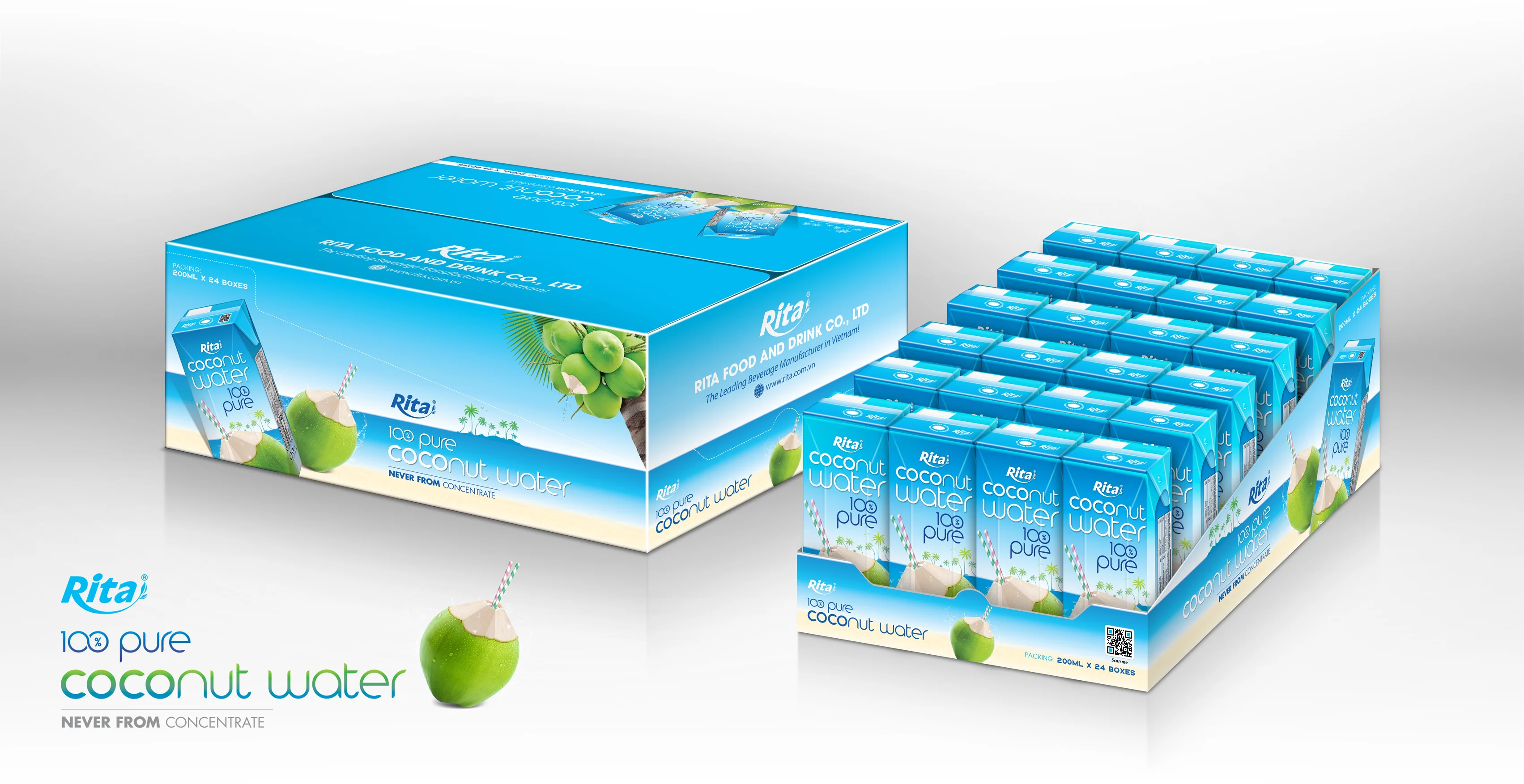 200ml Aseptic Pack Fresh Coconut Water Rita Brand Pure Coconut Water