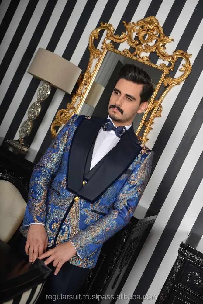 
Custom Made Blue Coat Pant Wedding Men Suit 