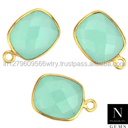 10x12mm gemstone connector 24k gold plated octagon shape single bail link supply