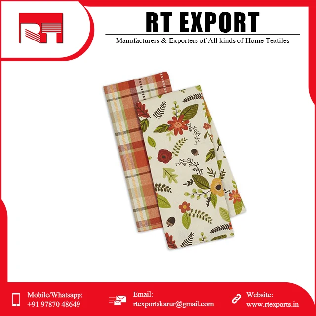 Hot Sale 100% Cotton Customized Print House Hold Kitchen Dish Towel Set at Wholesale Price