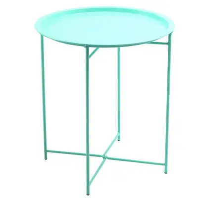 
Круглый металлический поднос с закругленным верхом для кофейного столика с подвижным узлом и цветной отделкой 