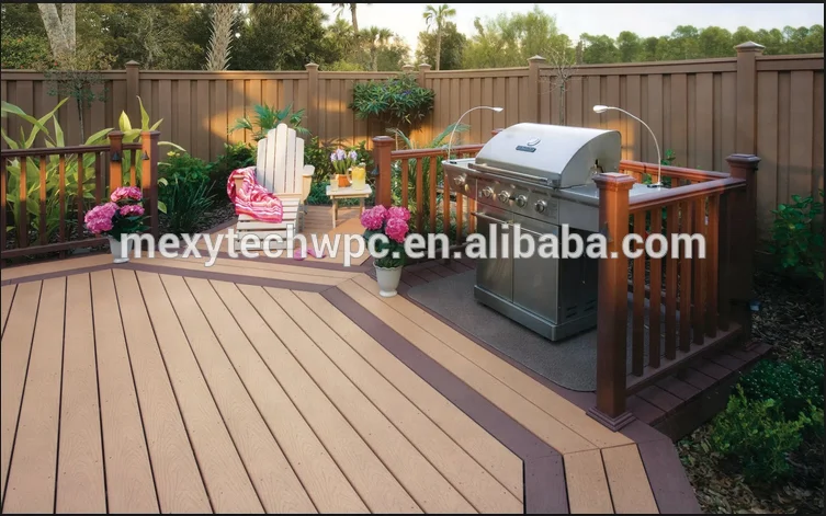 Eco-friendly solid composite decking outdoor fireproof wpc flooring
