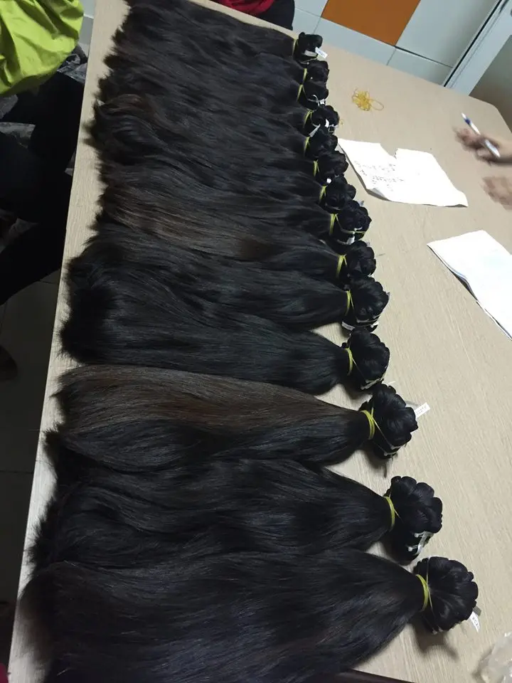 Straight natural color with high quality, double drawn whole sale price human hair extension