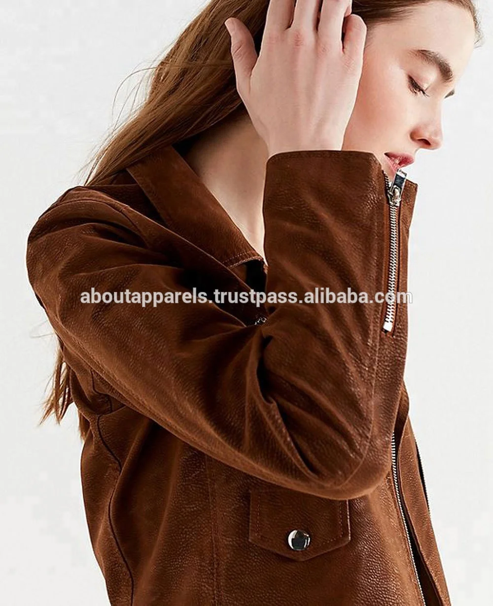 New European Style Winter Slim Fit sheep & Suede Leather Waxed Short Body suede Leather Jackets For