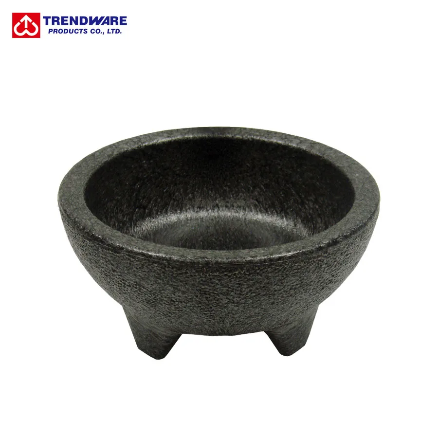 
Mexican Molcajete Style Serving Dish Black Plastic Salsa Bowl 