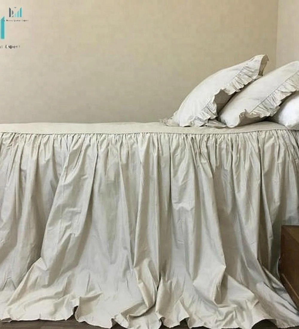 Three sided split skirted coverlet / bedding-custom Bedspread Full/Queen/King cotton/linen