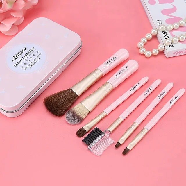 Lameila Wholesale All Day Lady Princess Beauty Makeup Brushes Kits Pink Beauty Face Tool Women Foundation Makeup Brush Set L0886