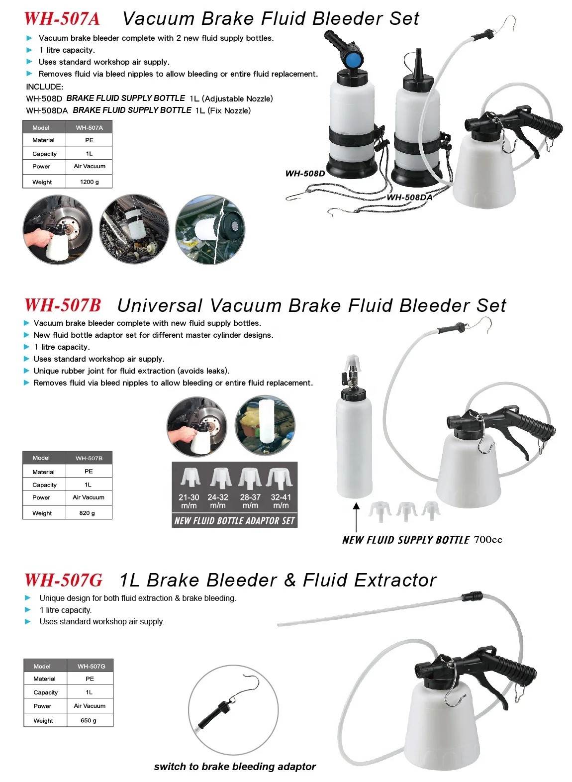 1L Pneumatic Universal Air Vacuum Clutch and Brake Fluid Bleeder Extractor