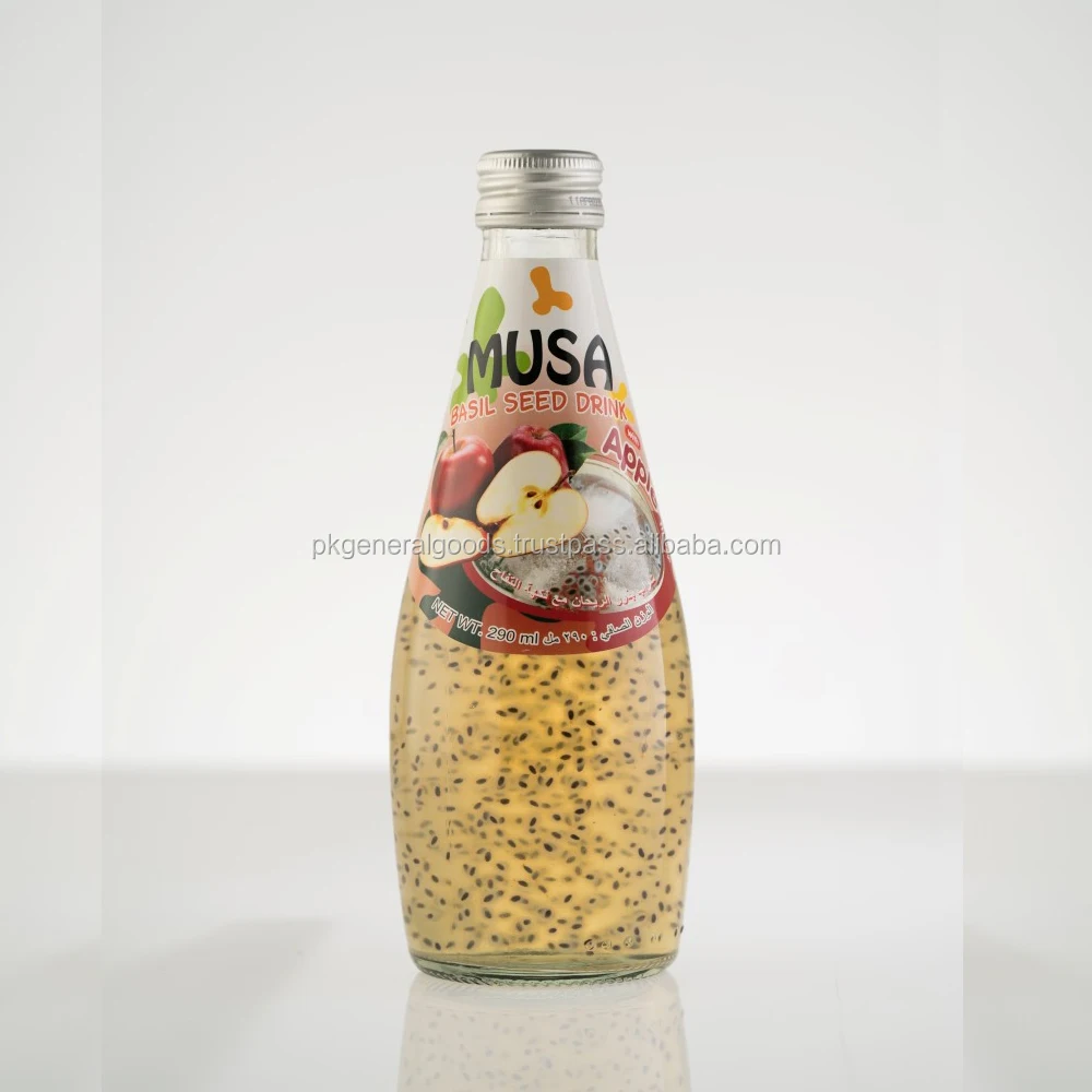 
Basil Seed Drink Juice Glass bottle 290ml MUSA Brand 