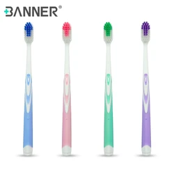 BANNER 2pcs set Adult Manual Toothbrush with Nylon Medium Bristles