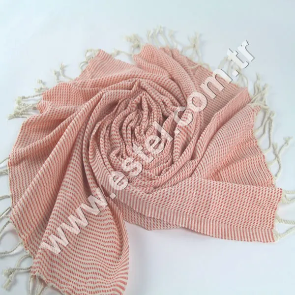 Chess Design  Orange Color  Multipurpose Beach  Towel 100 % Cotton Made in Turkey HandWoven Twisted Fringes