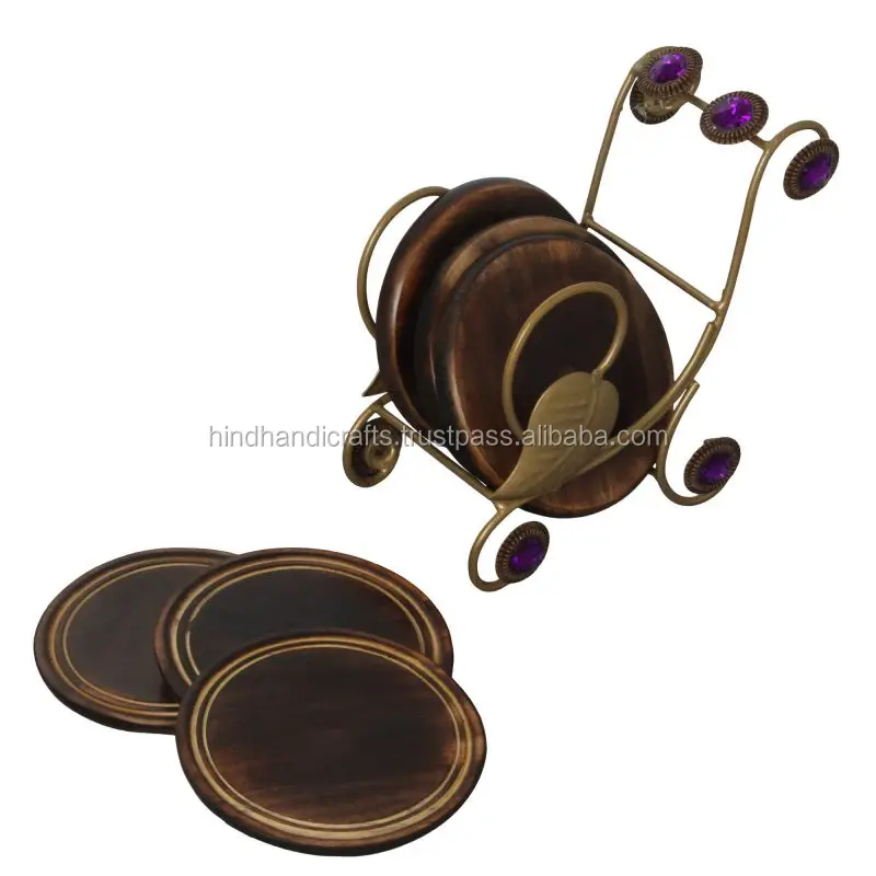 Wooden Coasters with Wooden Stand For Tea Coffee or Drinks Mug