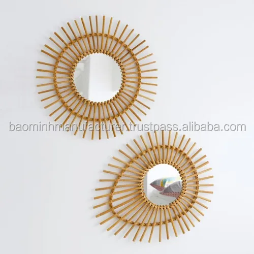 Vintage rattan mirrors for wall decor