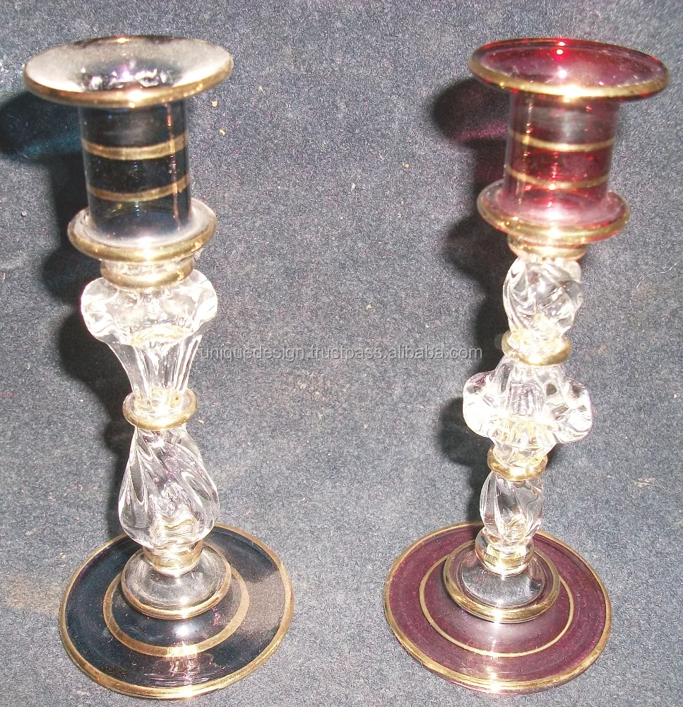 Unique design glass and crystal Candle holder sets