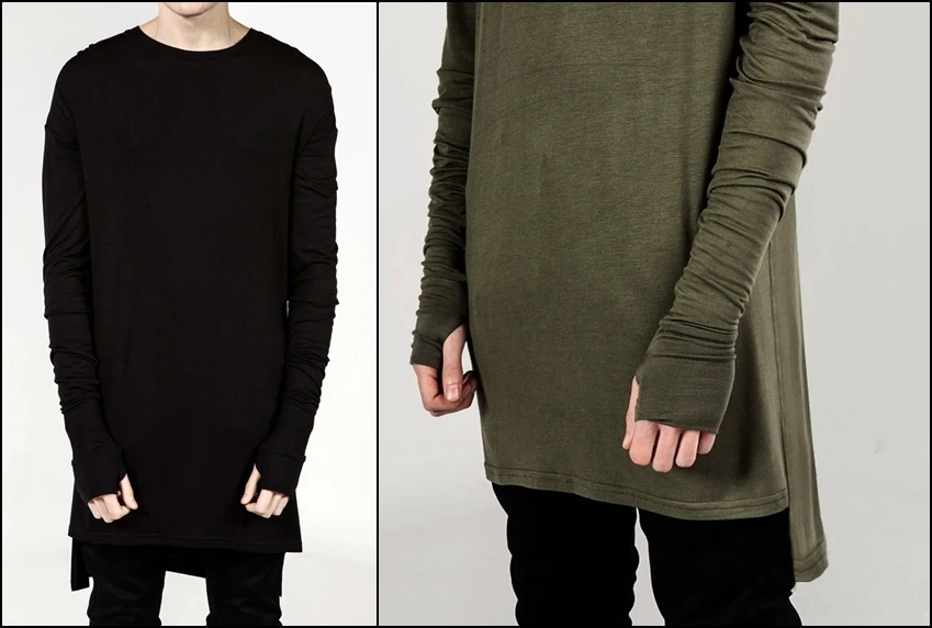 
SS2021 Extended Essential Long Sleeve Dropped Back Under T-shirt Olive Viscose Tee -KW Style 