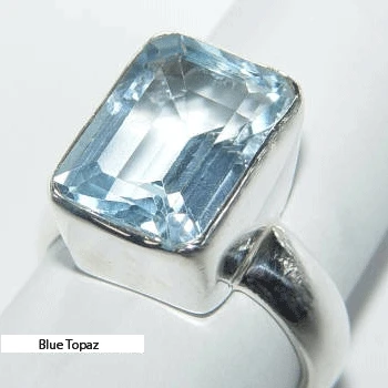 925 Silver Ring Wholesale Blue Topaz Jewelry Adjusting Silver Ring