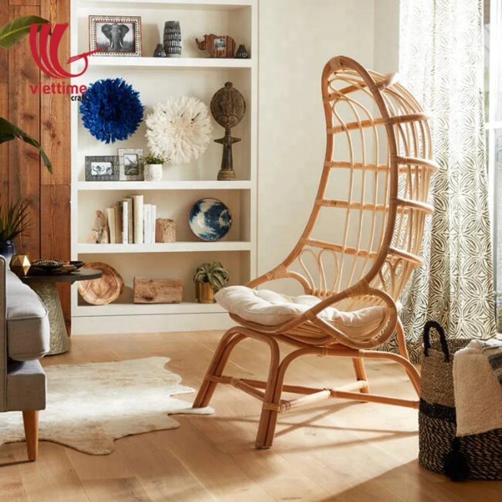 Vietnam wicker rattan indoor egg chair with stand, Rattan Armchair wholesale