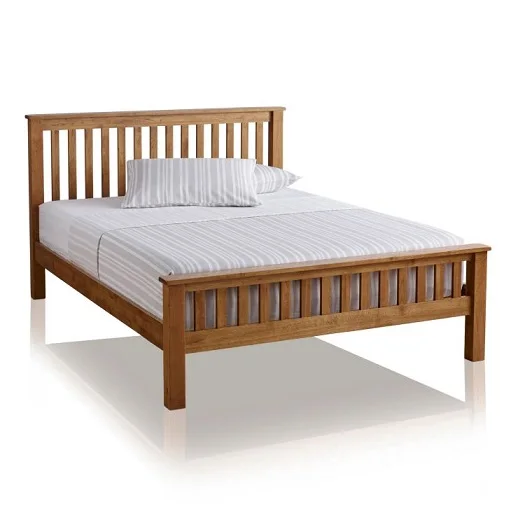 
chinese rustic solid oak wooden king double size bed Original Rustic Solid Oak 5ft King-Size Bed 