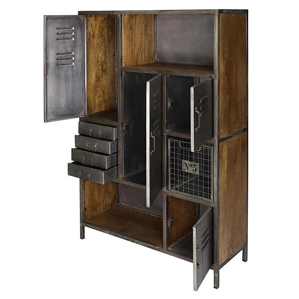 Industrial Tall Chest of Drawers Dresser Vintage Industrial Tall Dresser with Chest of Drawers Jodhpur Iron Wooden Furniture