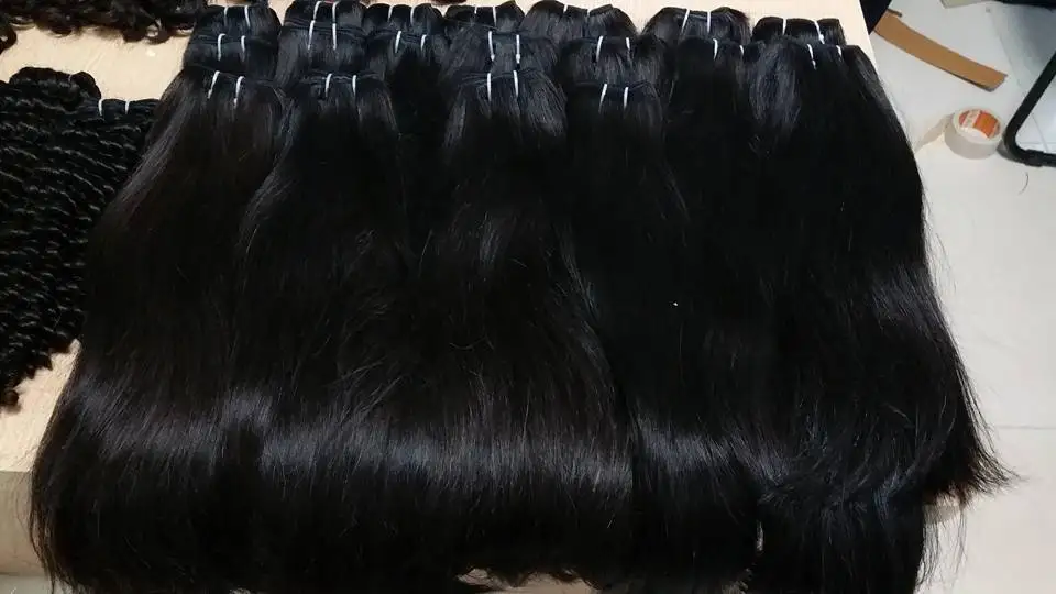Straight natural color with high quality, double drawn whole sale price human hair extension
