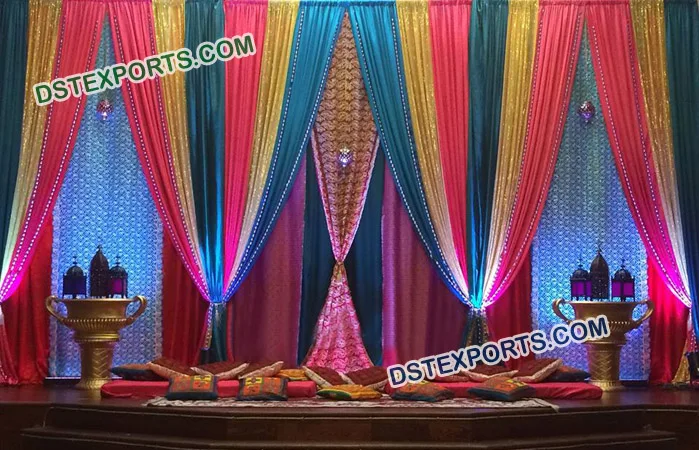 Beautiful Ceiling Drapes For Wedding Mandap Customized Glitter Wedding Stage Backdrop Wedding Backdrop Curtains
