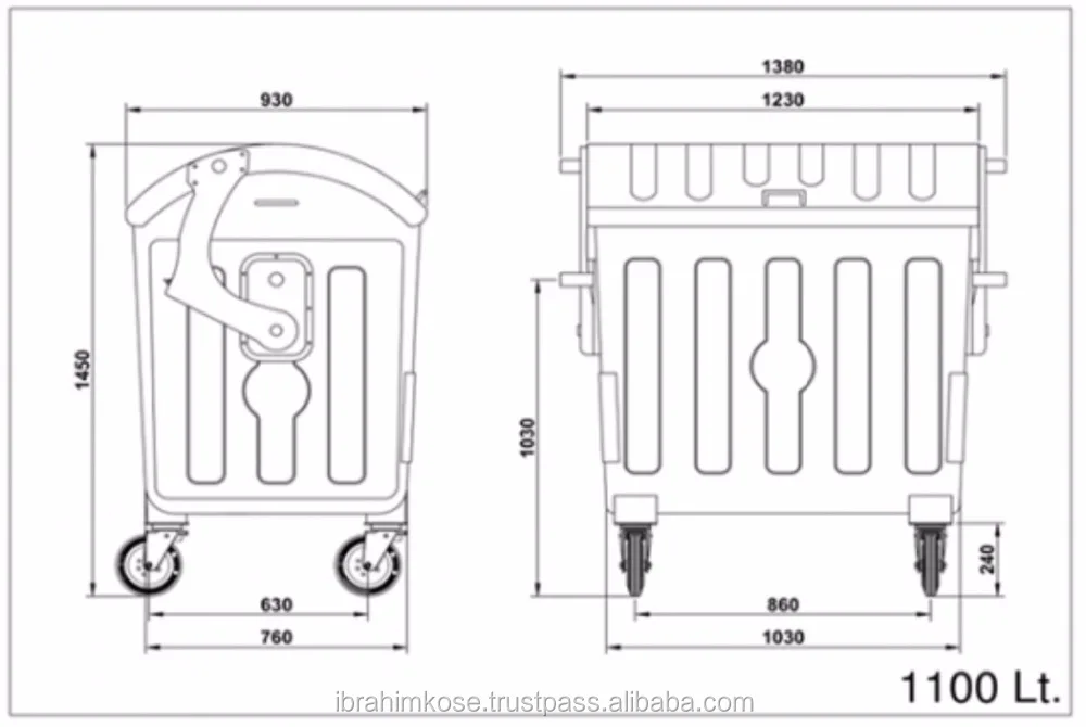 
1100 liter Full Dome Lid garbage bin 