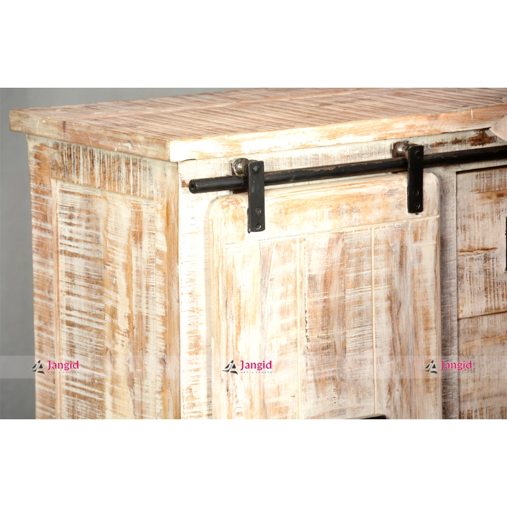 Vintage Industrial Furniture Wooden Drawer Chest with Sliding Door Living Room Home Decor Furniture Manufacturer India