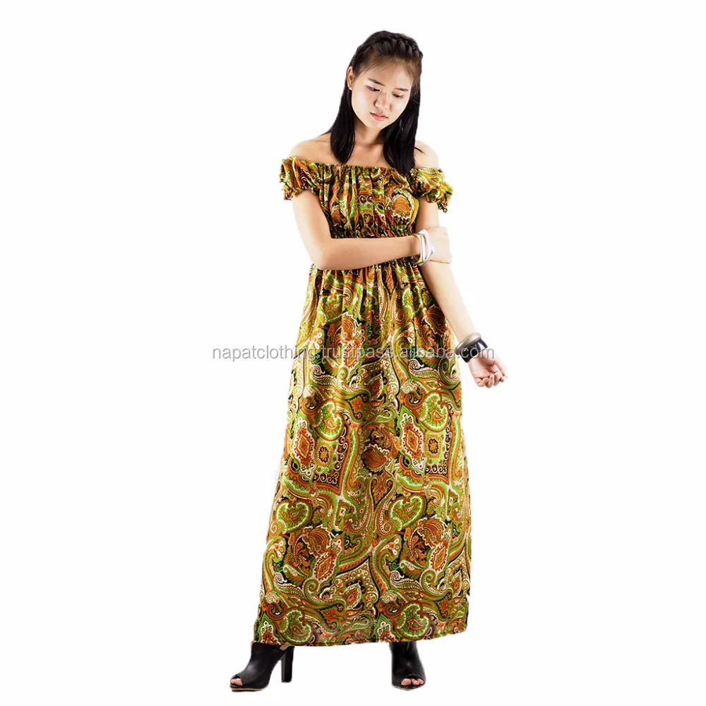 NAPAT stock navy flower printing o neck chinesse clothes women bohemian dress