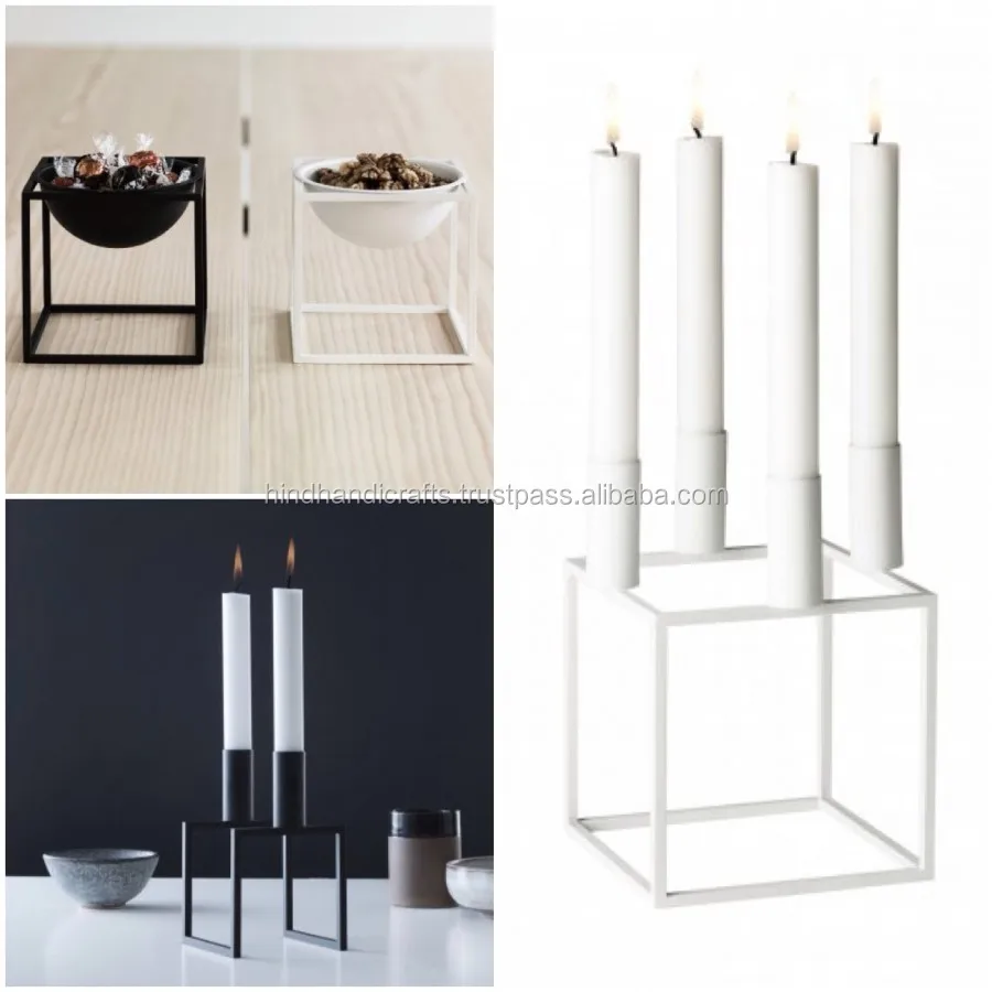 Black Matte Candle Holder with Bowl for Home Decor